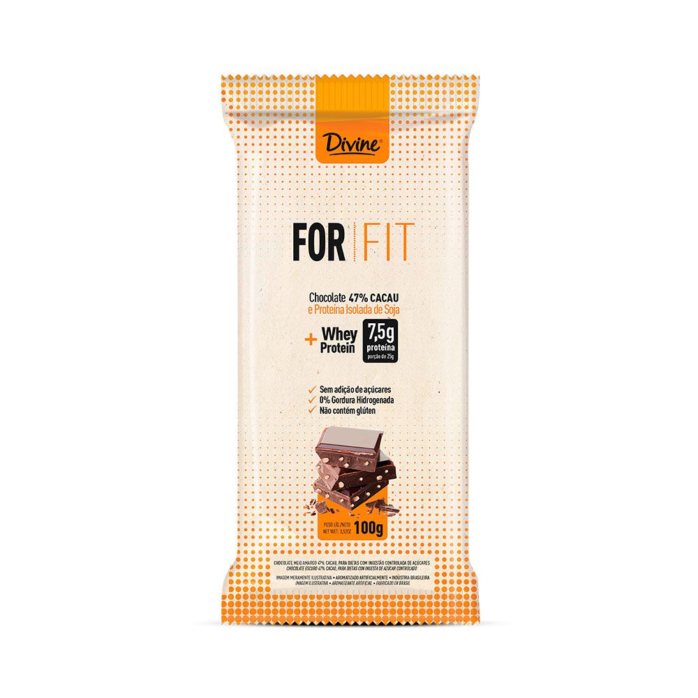 Divine Chocolate Pro Fit Chocolate + Whey Protein + Proteína Isolada de Soja 47% Cacau 100g