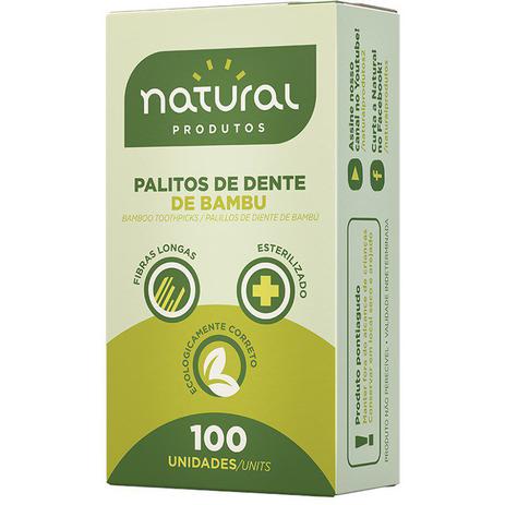 Natural Palito de Dente de Bambu c/100un