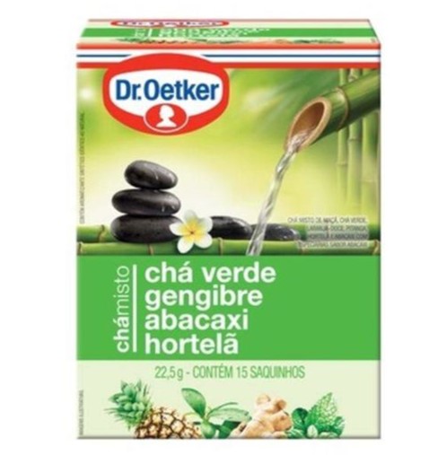 Dr. Oetker Chá Misto Chá Verde, Gengibre, Abacaxi e Hortelã 15 saquinhos