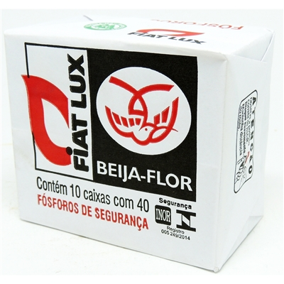 Fósforos Fiat Lux Beija Flor 10 caixas com 40 unidades cada