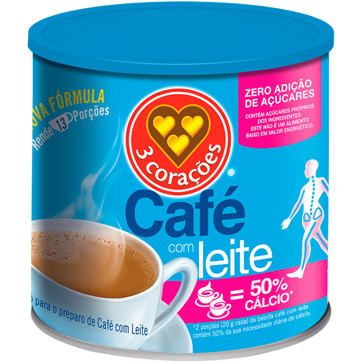 3 Corações Café Com Leite Zero Adição de Açúcares 265g