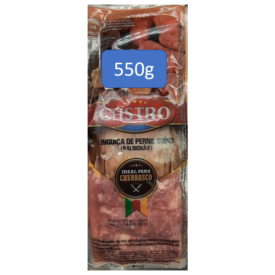 Castro Linguiça de Carne Perfil Suíno (salsichão) 550g