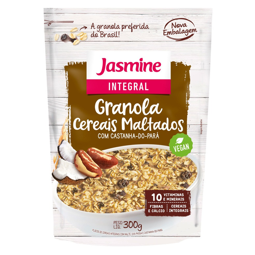 Jasmine Grain Flakes Granola Integral Cereais Maltados com Castanha do Pará 300g