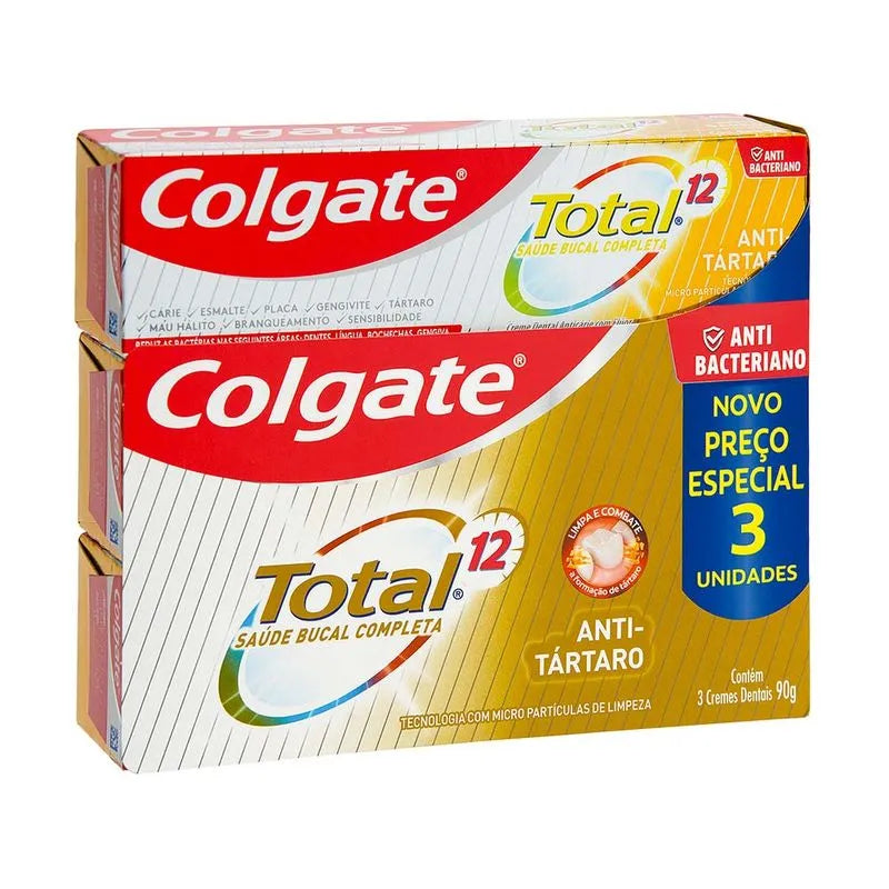 Colgate Creme Dental Anti-Tártaro Total 12 180g - Kit com 03 Unidades