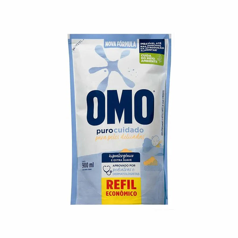 Omo Lava Roupa Puro Cuidado Refil Líquido Sachê 900ml