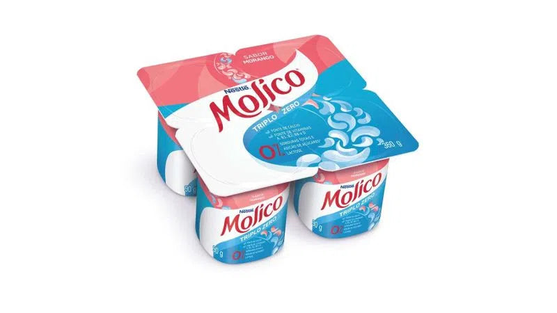 Molico Iogurte Triplo Zero Morango Bandeja 360g