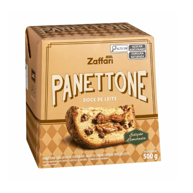 Panettone com Gotas de Chocolate e Recheio de Doce de Leite Zaffari 500g