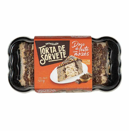 Torta de Sorvete Doce de Leite com Nozes Sorvelândia 650g