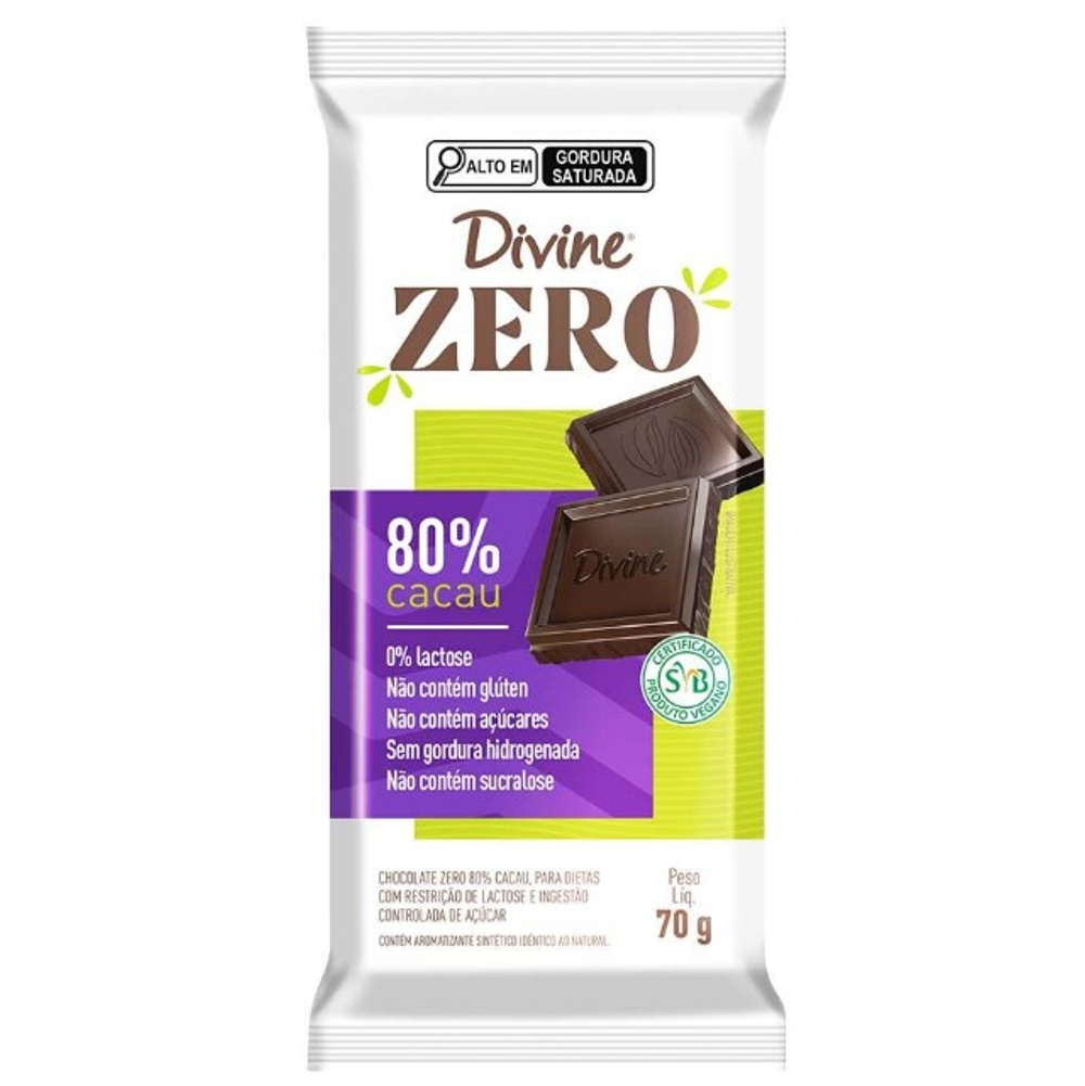 Divine Chocolate Zero 80% Cacau 70g