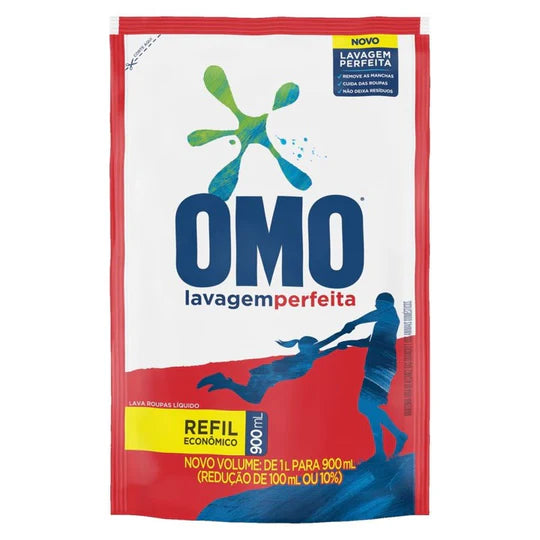 Omo Lava Roupa Lavagem Perfeita Refil Líquido Sachê 900ml