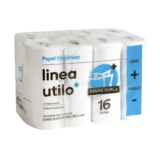 Papel Higiênico Linea Utilo Folha Dupla 16 Rolos