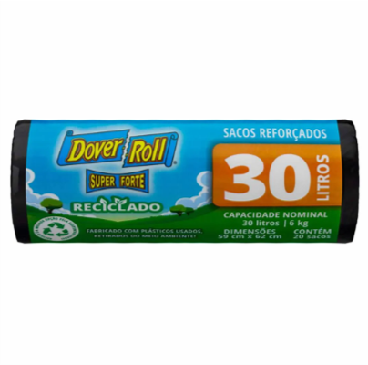 Dover Roll Saco de Lixo Preto 30 Litros 20 unidades