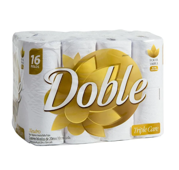 Papel Higiênico Folha Tripla Doble 16 Rolos 20m