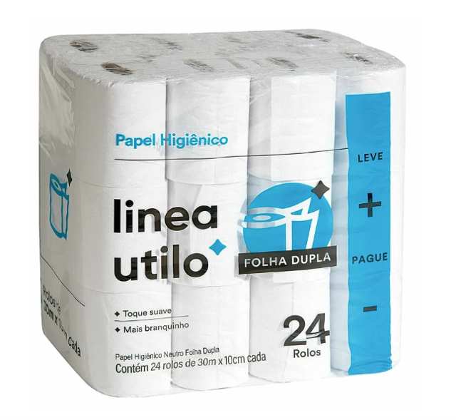 Papel Higiênico Linea Utilo Folha Dupla 24 Rolos 30m