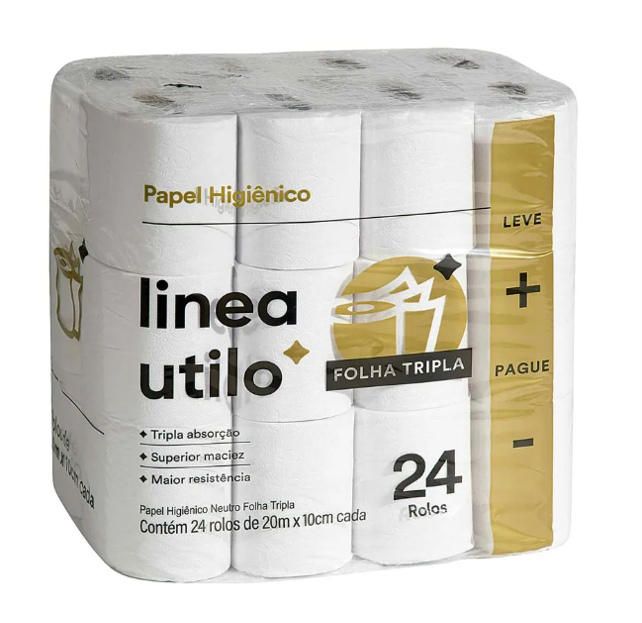 Papel Higiênico Folha Tripla Linea Utilo 24 Rolos 20m