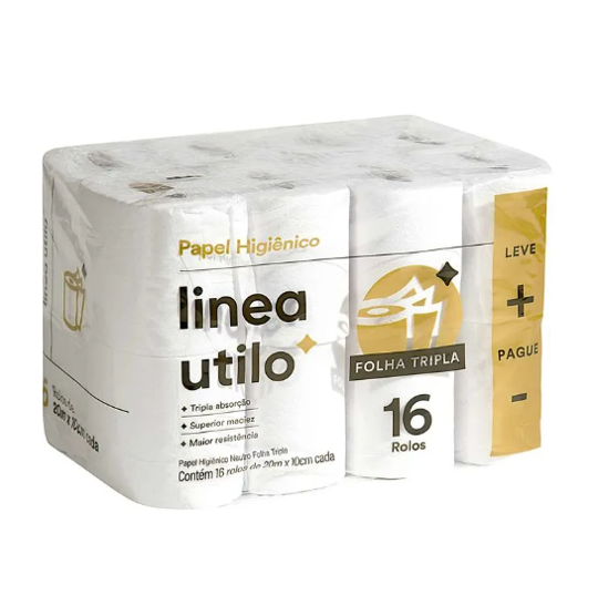 Papel Higiênico Folha Tripla Linea Utilo 16 Rolos 20m