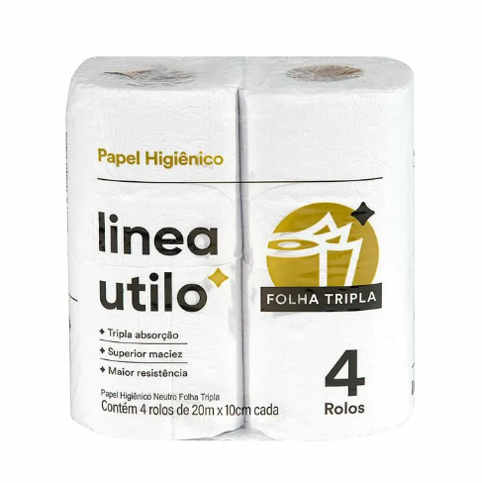 Papel Higiênico Folha Tripla Linea Utilo 4 Rolos 20m