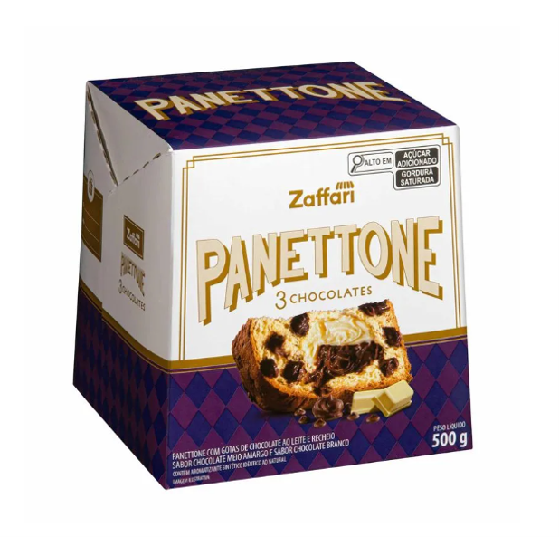 Panettone 3 Chocolates Zaffari 500g