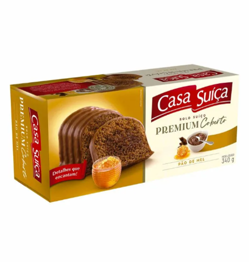 Bolo Pão de Mel Premium Coberto com Chocolate Casa Suíça 340g