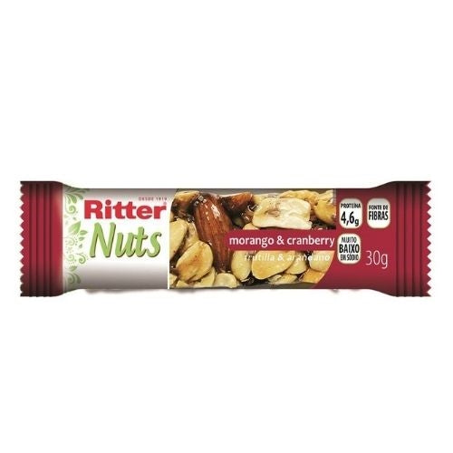 Ritter Barra de Cereal Nuts Morango e Cranberry 30g