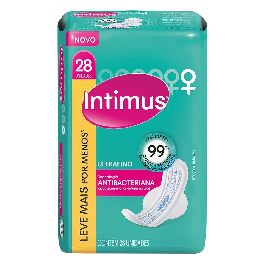 Intimus Absorvente Ultrafino Antibacteriana Com Abas c/28