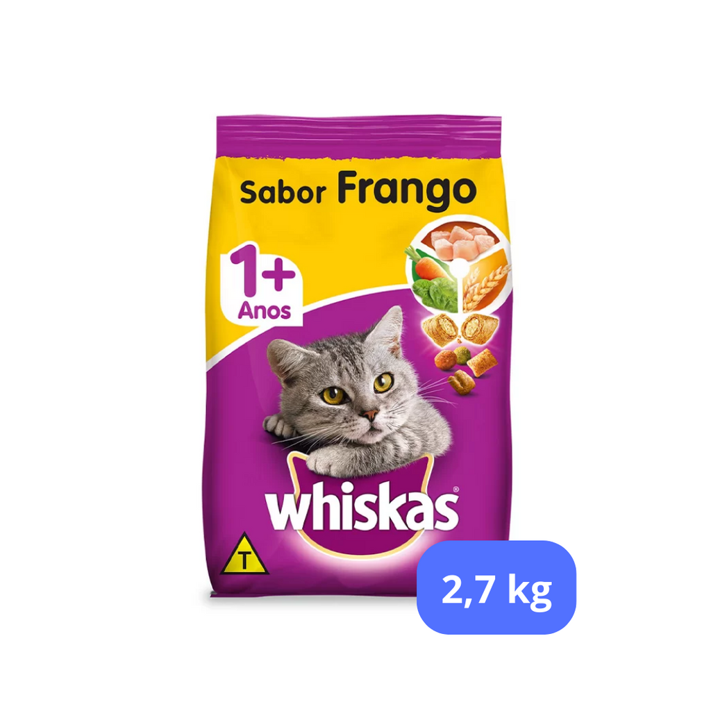 Whiskas Ração Sabor Frango 1+ Anos 2,7kg
