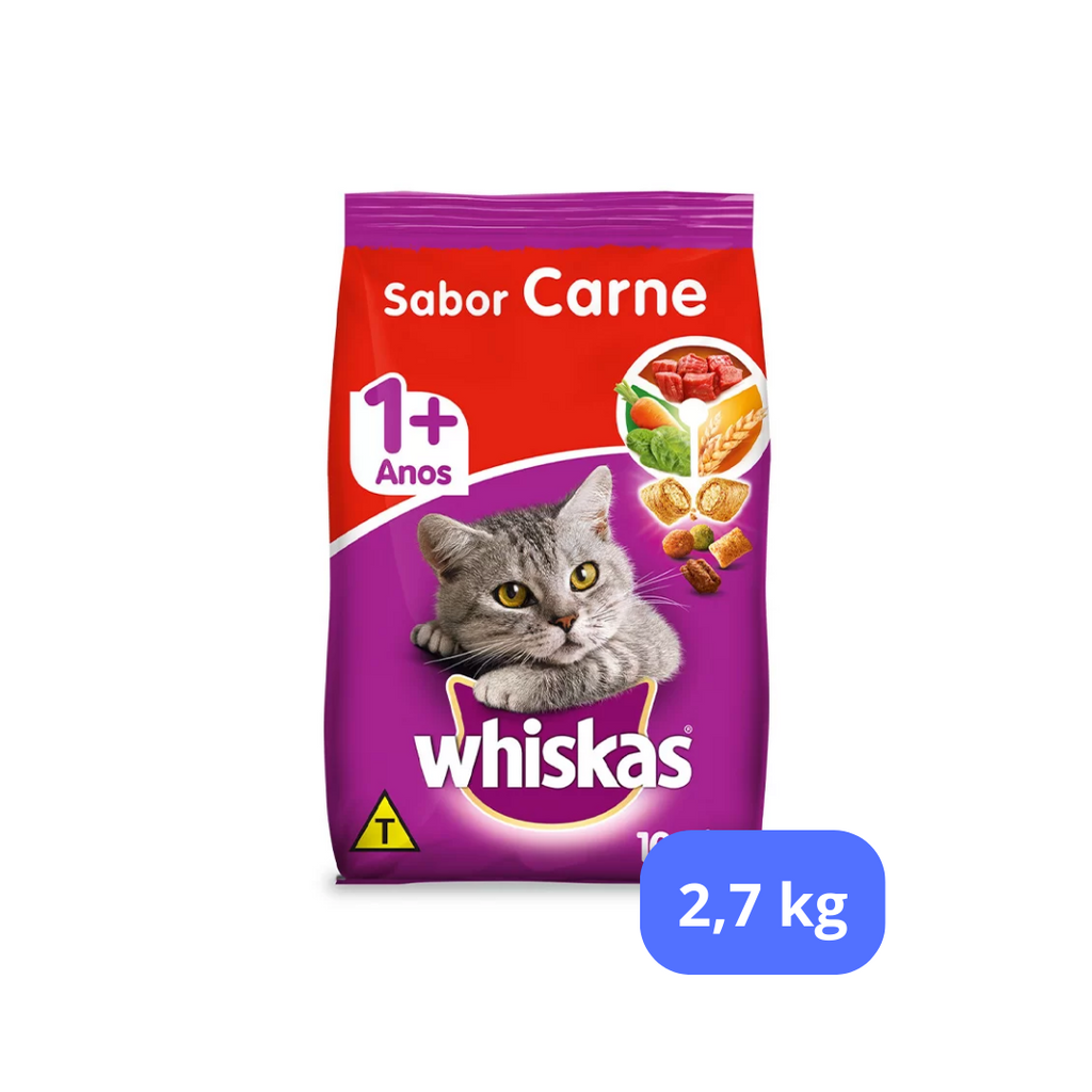 Whiskas Ração Sabor Carne 1+ Anos 2,7kg