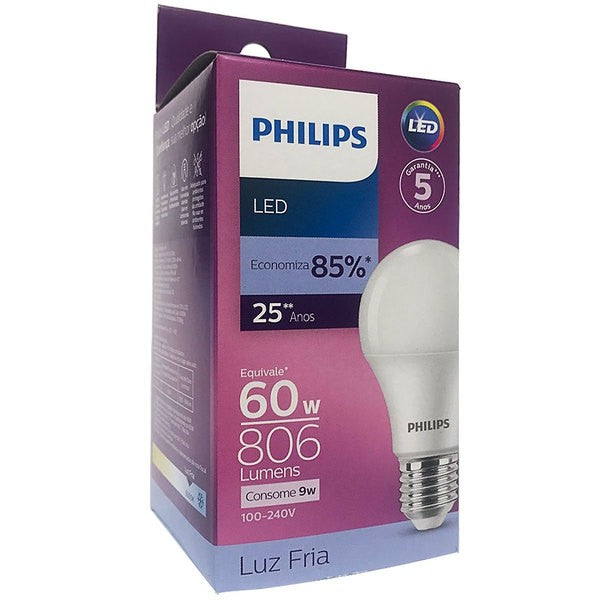 Philips Lâmpada LED 60W Luz Fria 9W