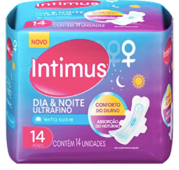 Intimus Absorvente Dia & Noite Ultrafino Cobertura Extra Suave Com Abas c/14