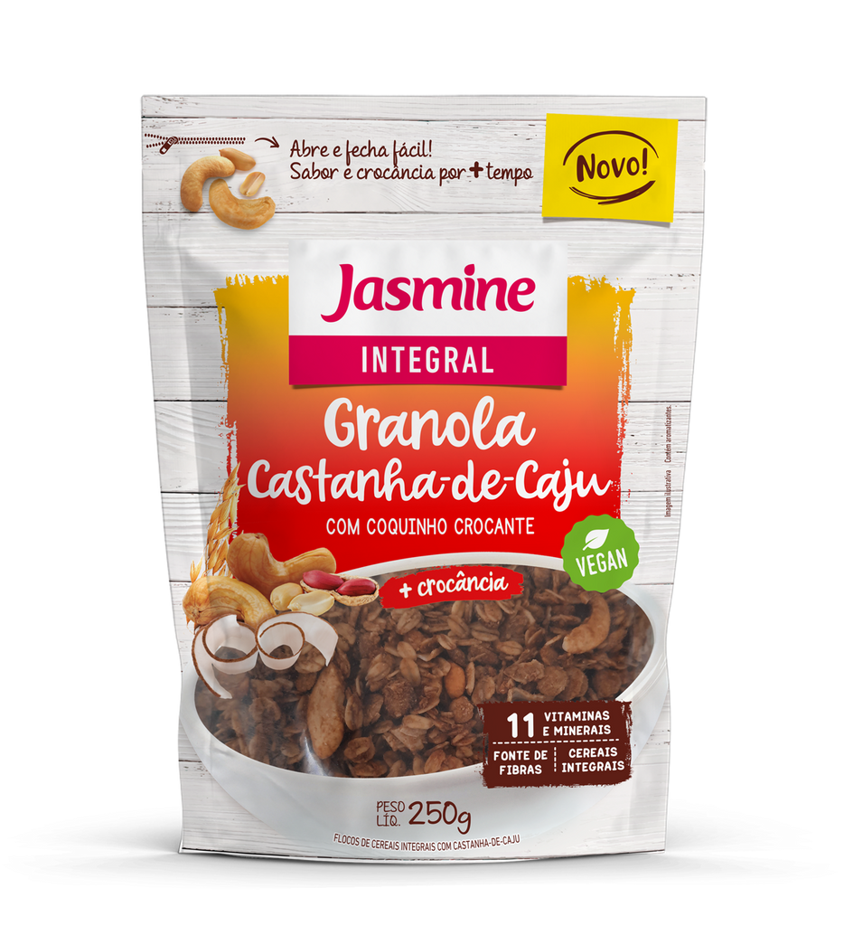 Jasmine Granola Integral Cereais Maltados com Castanha de Caju com Coquinho Crocante 250g