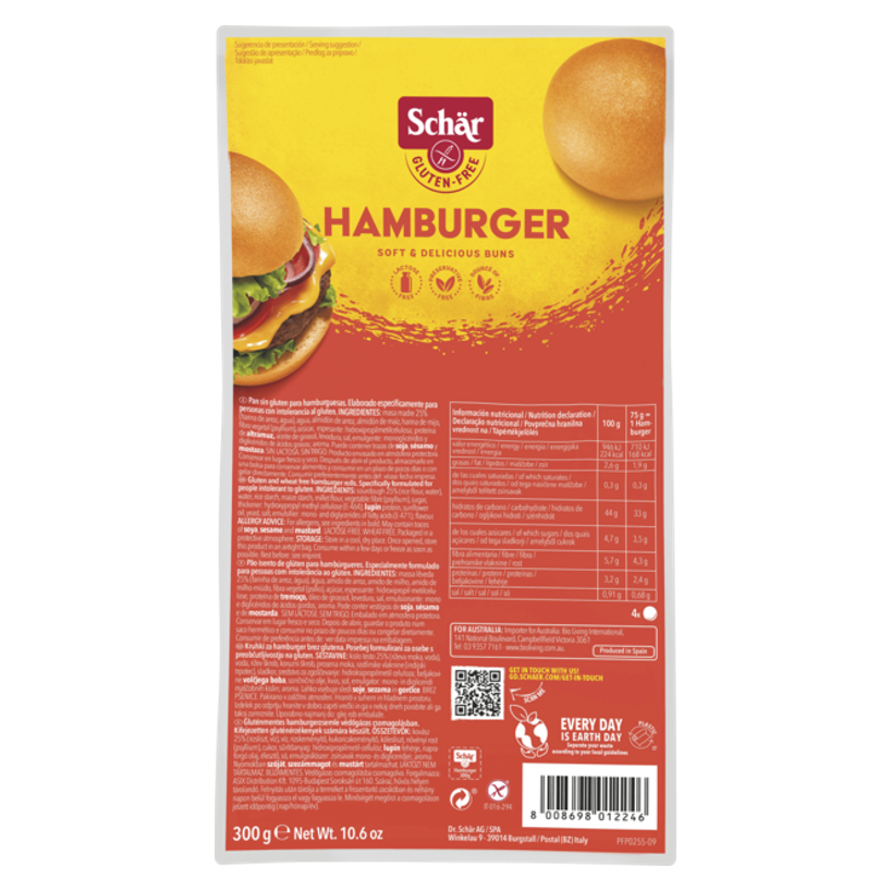 Schar Pão de Hambúrger Sem Glúten 200g