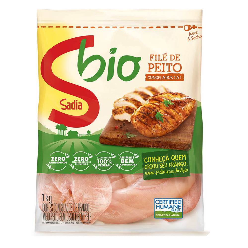 Sadia Bio Filé de Peito de Frango Congelado 1kg