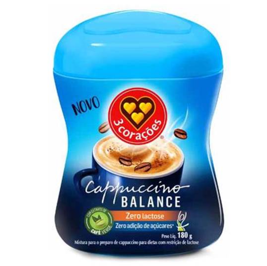 3 Corações Cappuccino Balance Zero Lactose 180g