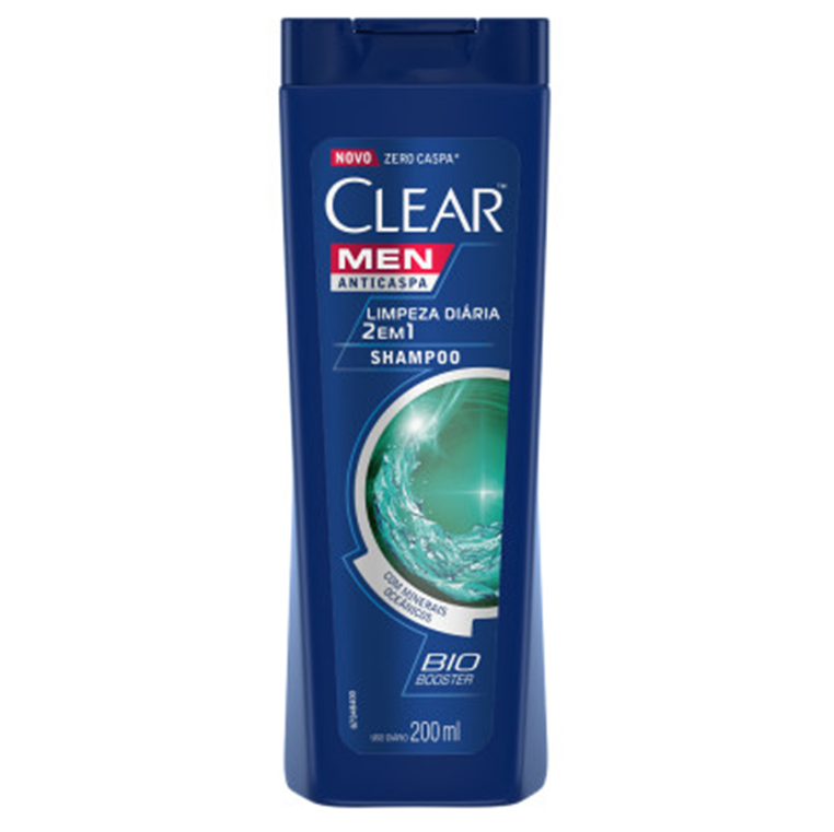 Clear Men Shampoo Anticaspa Limpeza Diária 2 em 1 200ml