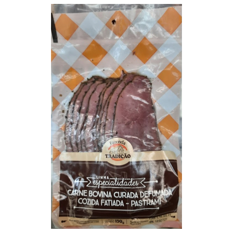 Fazenda Tradição Carne Bovina Curada Defumada Cozida Fatiada Pastrami 150g