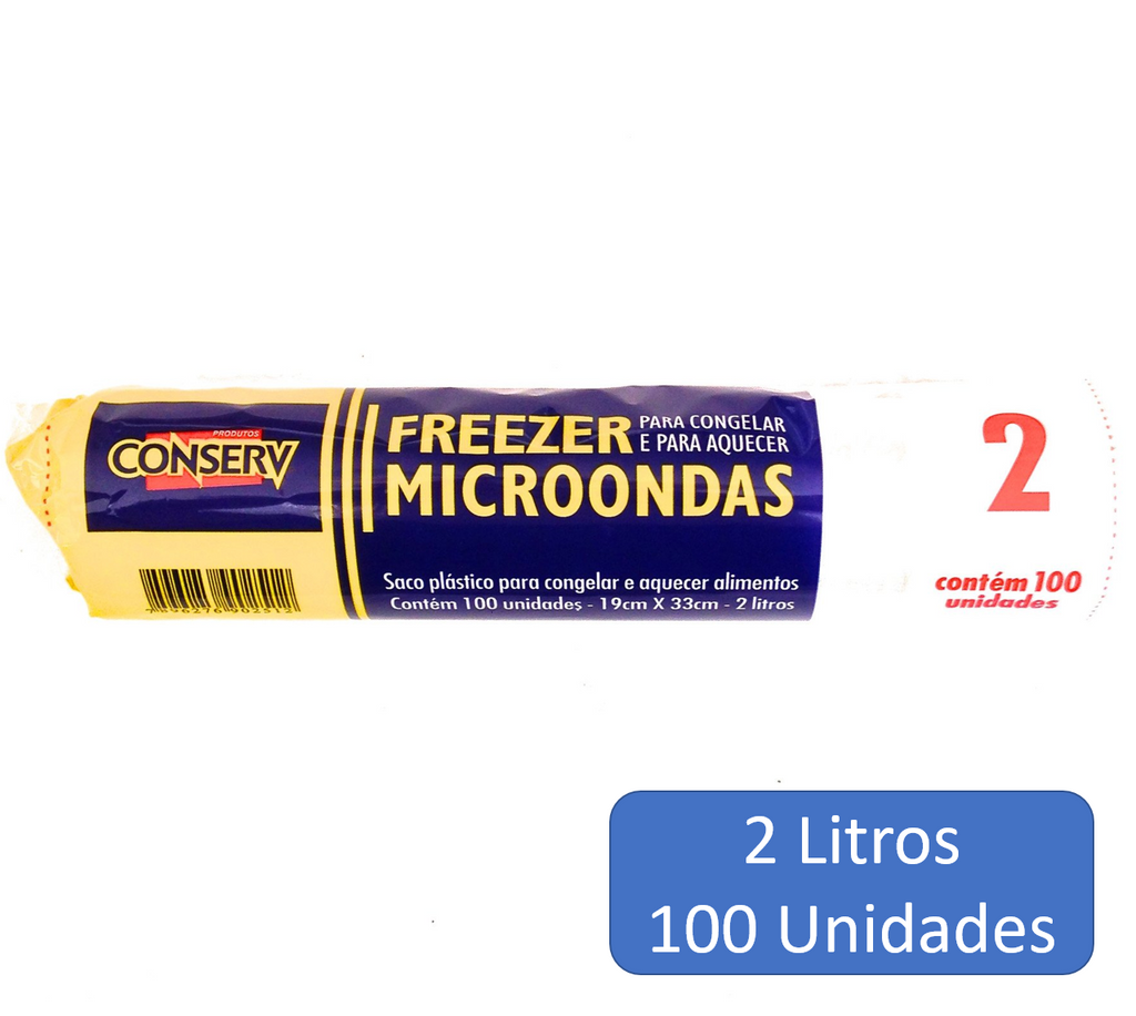 Conserv Saco Plástico Freezer Microondas 2L com 100 Unidades