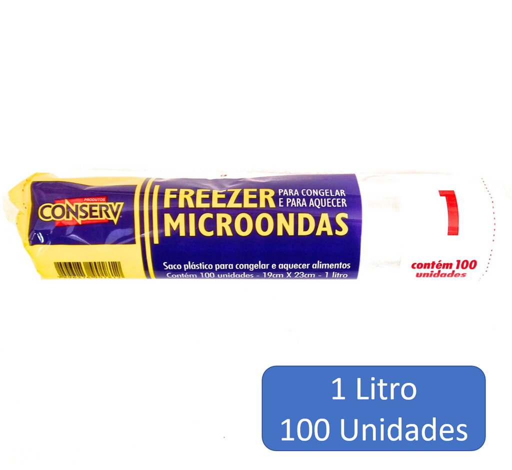 Conserv Saco Plástico Freezer Microondas 1L com 100 Unidades