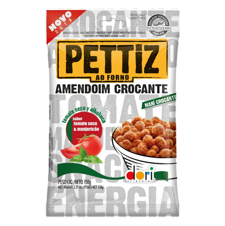 Pettiz Amendoim Crocante Tomate Seco e Manjericão 120g