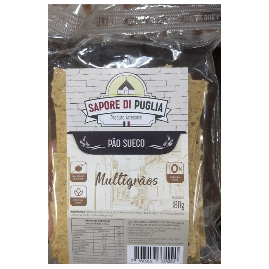 Sapore di Puglia Pão Sueco Multigrãos 180g