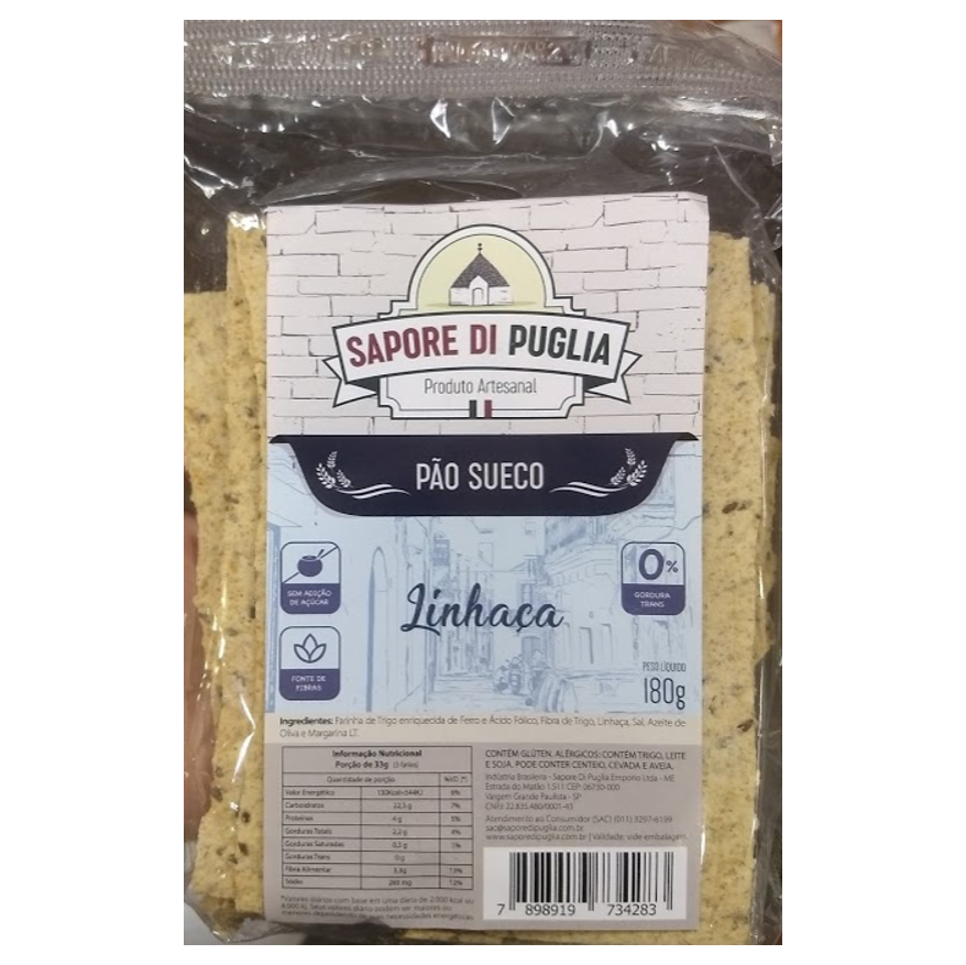 Sapore di Puglia Pão Sueco Linhaça 180g