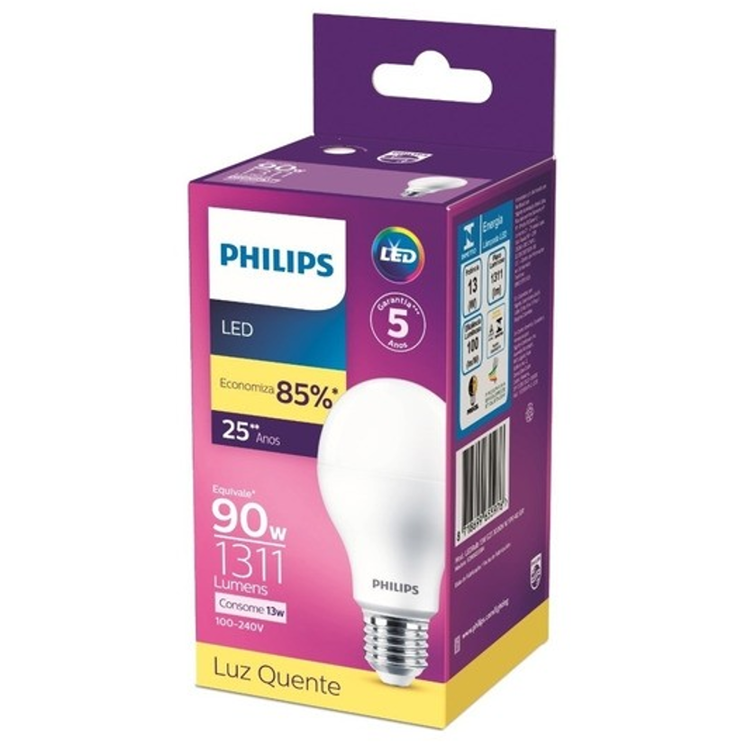 Philips Lâmpada LED 90W Luz Quente 13W