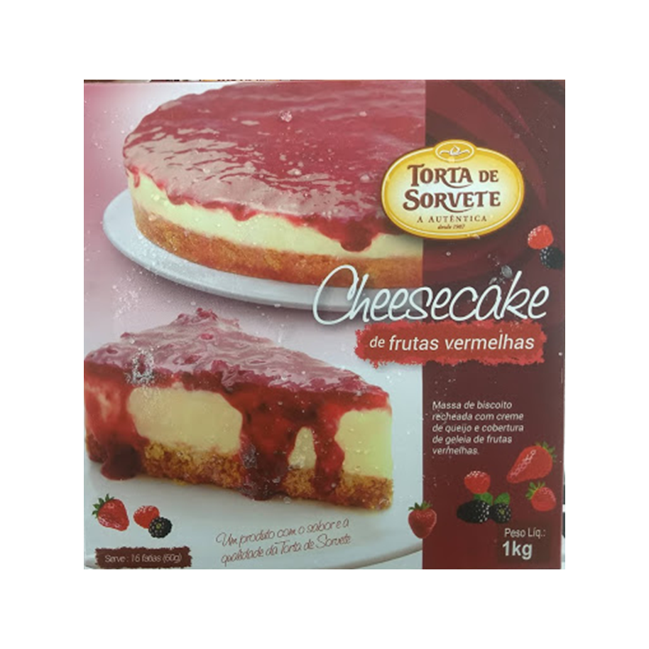 Torta de Sorvete Cheesecake de Frutas Vermelhas 1kg