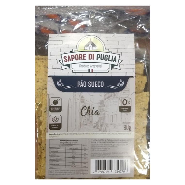 Sapore di Puglia Pão Sueco Chia 180g