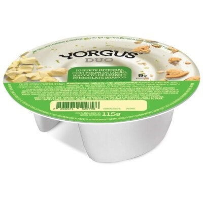 Yorgus Duo Iogurte Integral com Limão, Biscoito de Limão e Chocolate Branco 115g