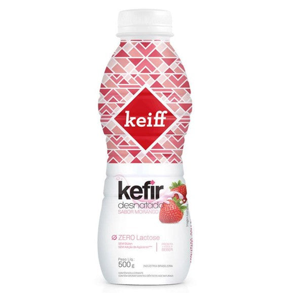 Keiff Kefir Desnatado Sabor Morango Zero Lactose 500g