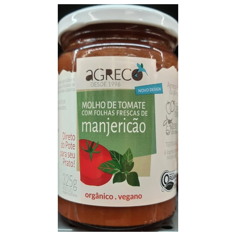 Agreco Molho de Tomate com Folhas Frescas de Manjericão Orgânico 325g
