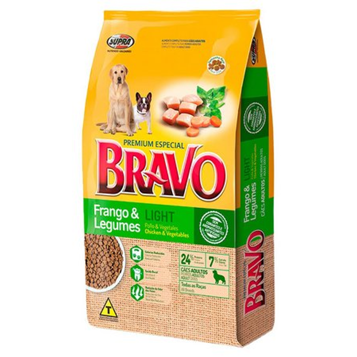 Bravo Ração para Cães Adultos Frango e Legumes Light 1kg