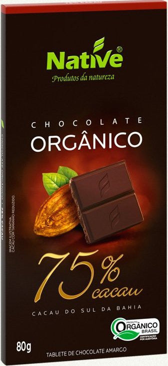 Native Chocolate Orgânico 75% Cacau 80g