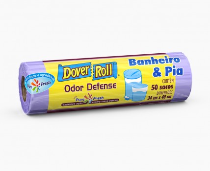 Dover Roll Saco de Lixo Banheiro e Pia Odor Defense 50 unidades