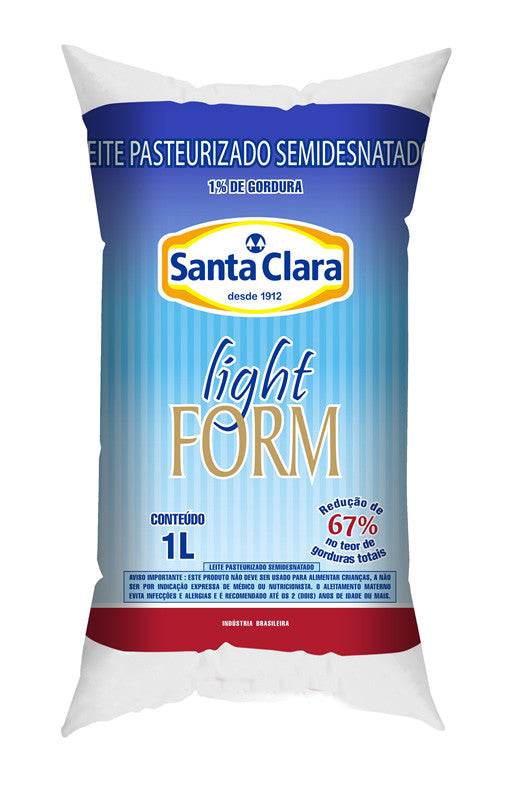 Leite Santa Clara Pasteurizado Semi Desnatado Light Form 1L (saquinho)